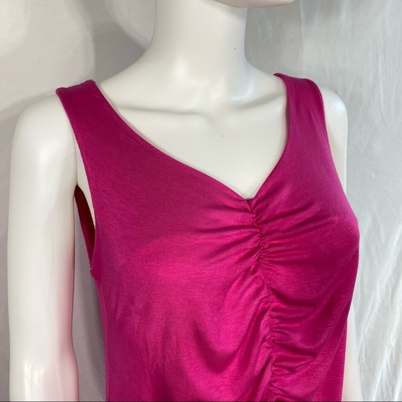 Collective Clothing Ruched Front Sleeveless Warm Colors Color Block Dress - Picture 2 of 7